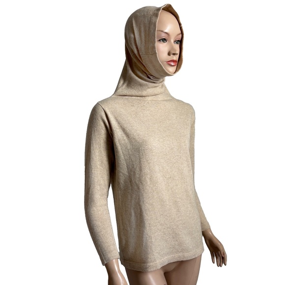 Bonnie Cashin Sweater Funnel Neck Cowl Cashmere Oatmeal Wool Vintage 1970s Rare - Picture 3 of 12